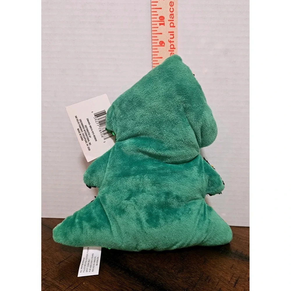 Christmas House Flip Sequin Plush Set Tree and Star Green Gold Silver New